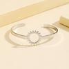 18K Gold Plated European Retro Sunflower Open Bangle Bracelet In Stainless Steel