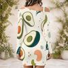 Women Plus Size One Shoulder Long Sleeve Bodycon Mini Dress Tropical Palm Sunset Wave Printed