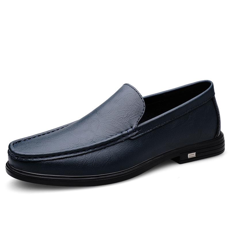 Casual Leather Shoes Men's Genuine Leather Four-season Breathable Business Soft Sole White Versatile Lazy Men's Shoes Black