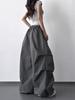 2026 Women's Gray High-Waisted Wide-Leg Parachute Pants: Slimming, Casual, Loose Fit, Straight Leg