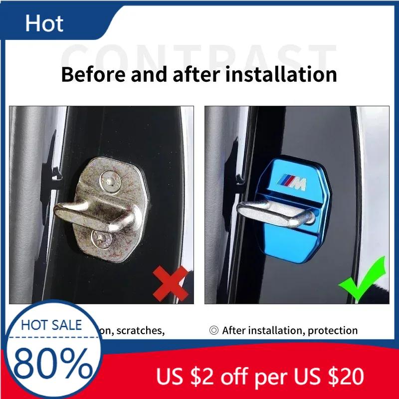 New 4PCS Car Door Lock Cover Carbon Fibre Stikcer Case Car Accessories For BMW E46 E90 E60 F10 E39 F30 E36 F20 E87 E90 E70