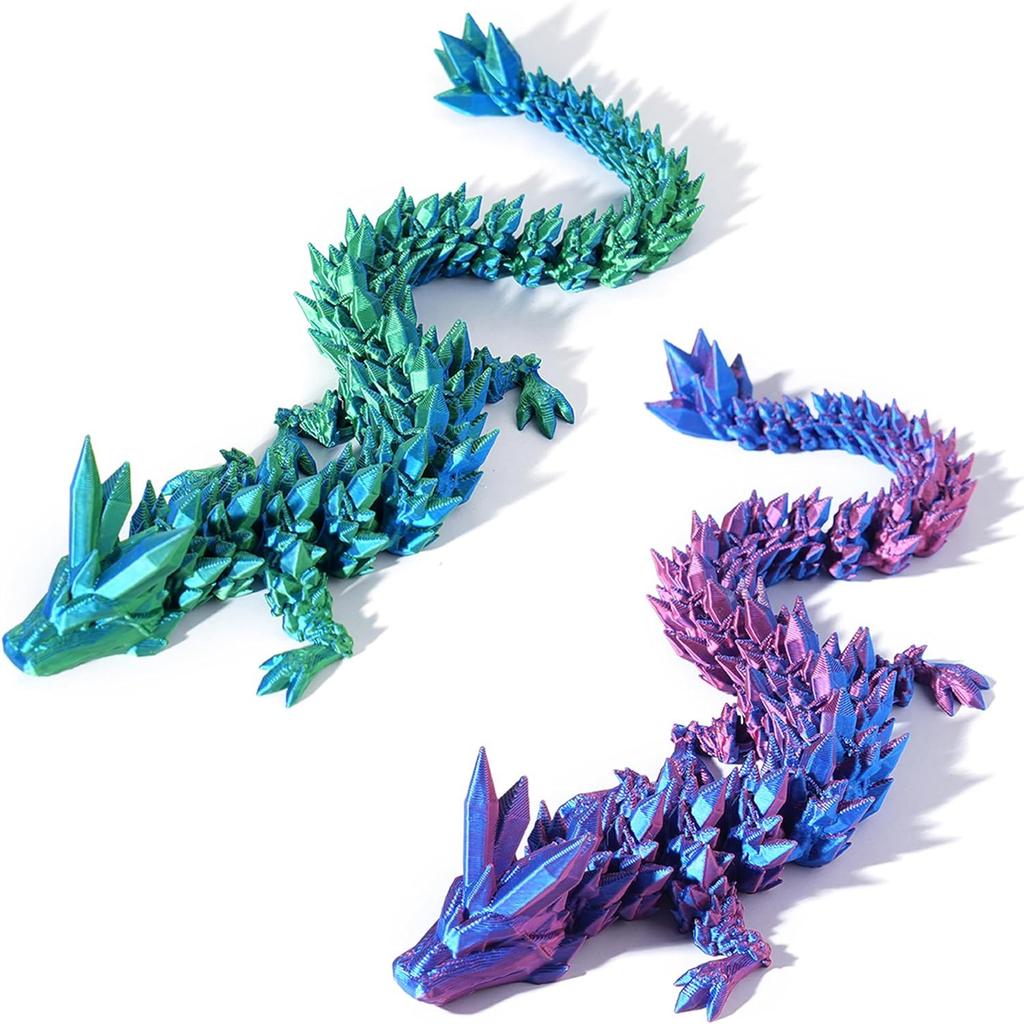 3D-Druck Kristall Drachen Ornament Handheld Aktivität Gelenk Drachen Spielzeug Bastelarbeiten Strahlende Farbe Kinderspielzeug zur Stressbewältigung