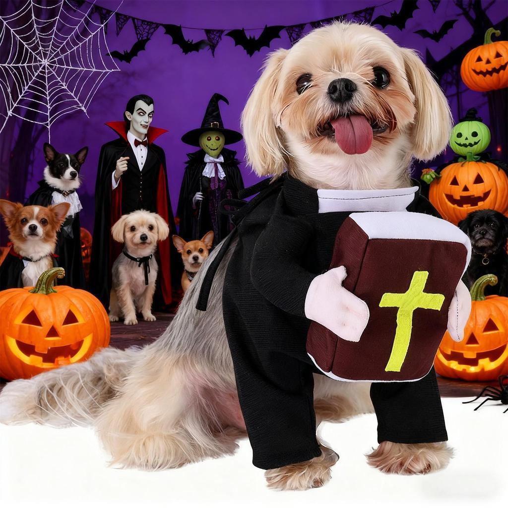 Funny Dog Costume Pet Priest Cosplay Cute Outfit Cute Pet Clothing Themed Apparel For Photoshoot Christmas Holiday Halloween