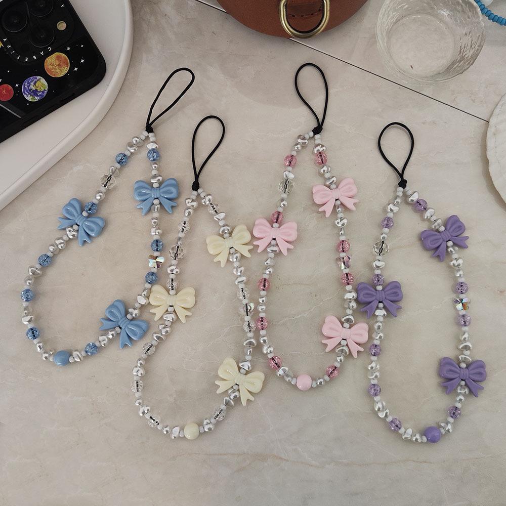 KKBEAD Dámský přívěsek na řetízek na telefon s korálky ve tvaru motýla - Ruční výroba, Univerzální styl ins z Japonska a Koreje