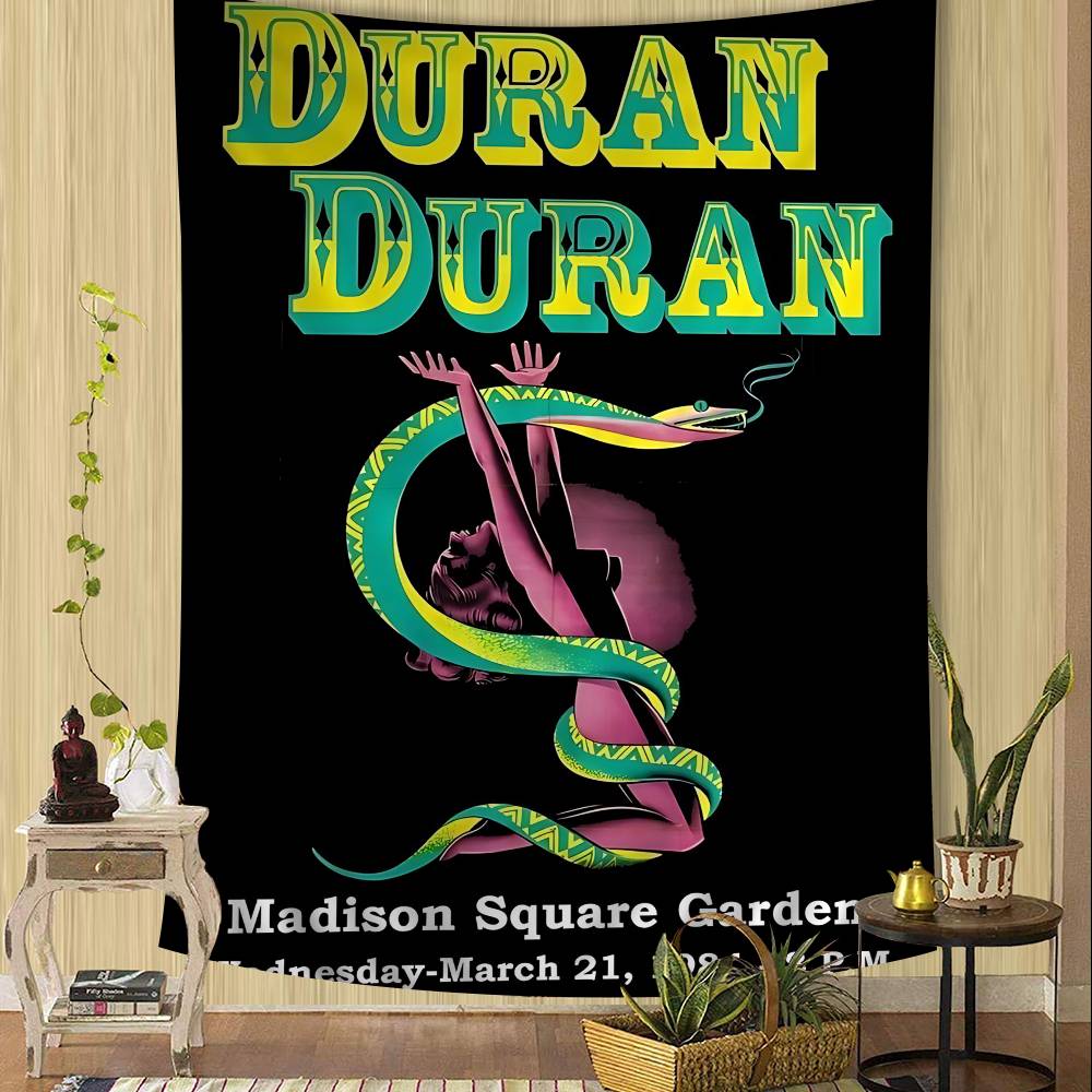 D-Duran Duran Music Band Anime Tapestry Hippie Flower Wall Carpets Dorm Decor Wall Hanging Home Decor