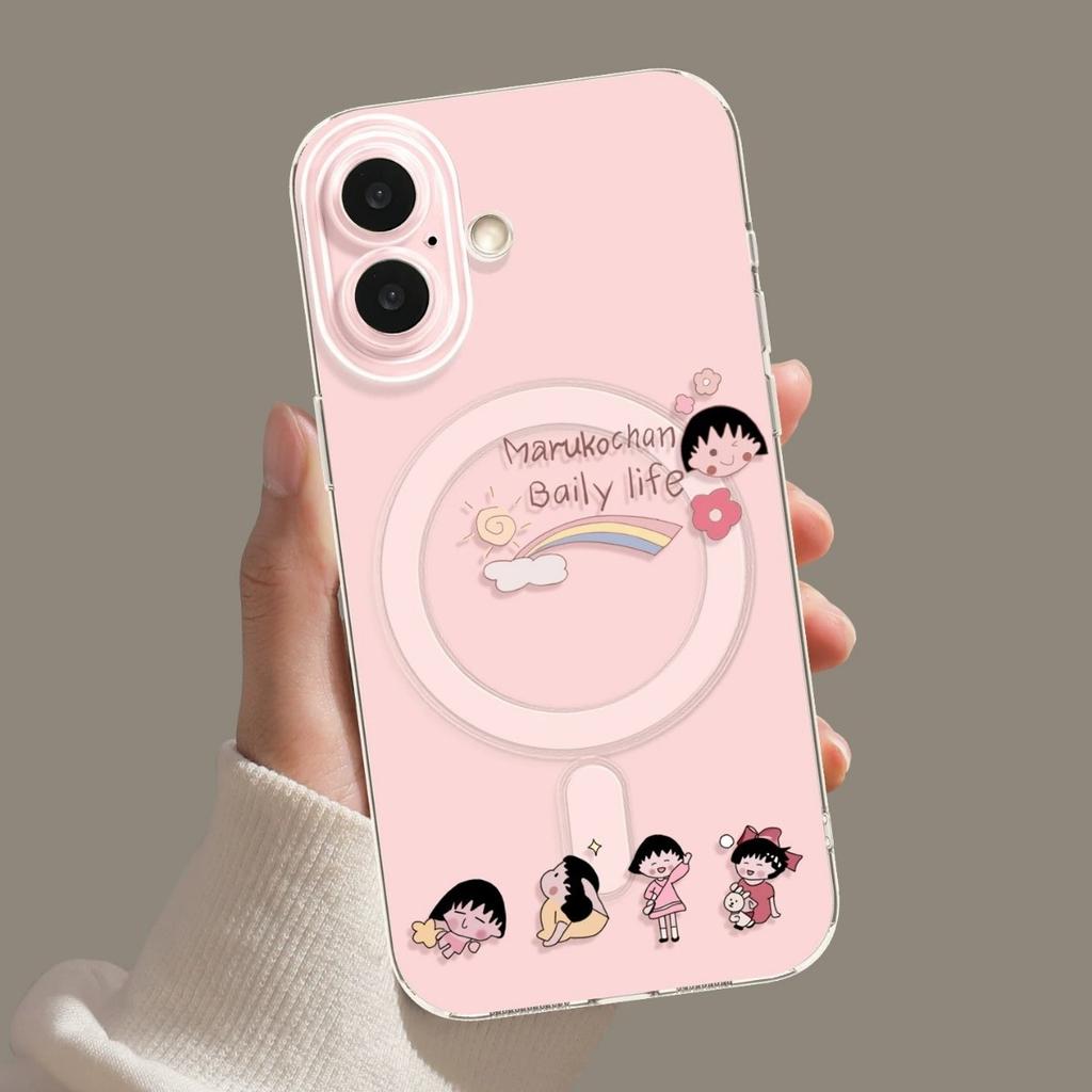 Mobile phone case with bracket is suitable for Apple 17p magnetic suction iphone16pro small balls 15 girls high value 14 sets