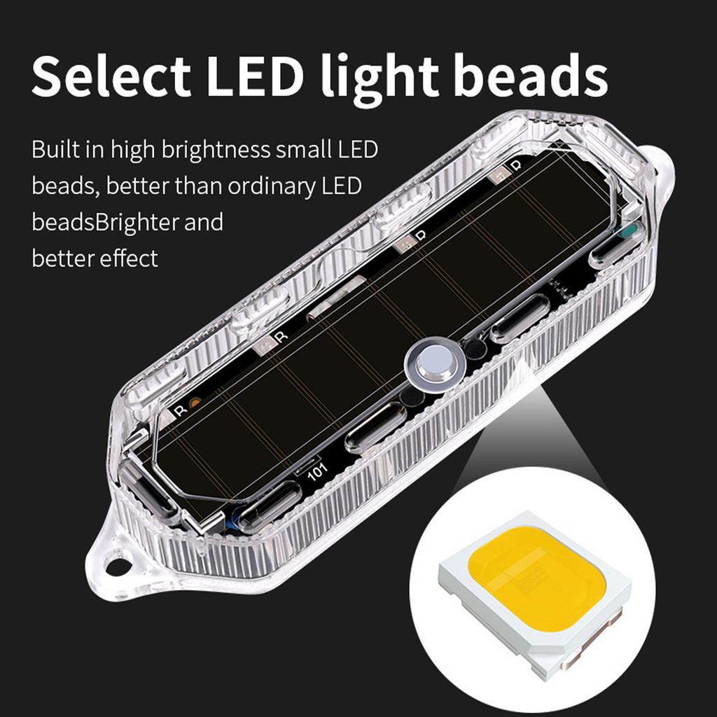Motorcycle Rear Flashing Light Strobe Designs Waterproof Rear Light Solar Charging ABS Enhances Night Riding Safety