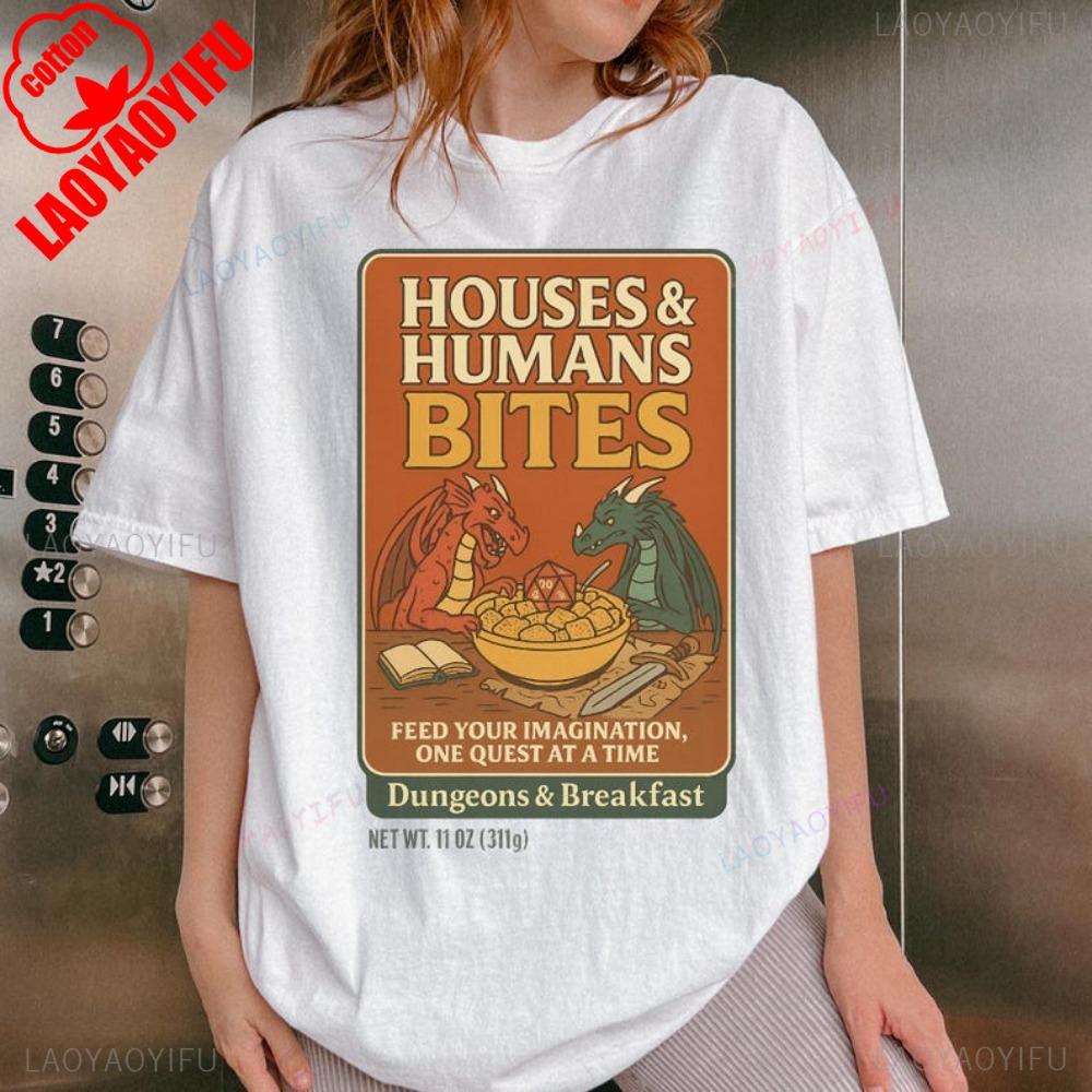 Houses and Humans D&D Shirt Dungeons and Dragons Gift Tee for Men Women Funny DnD T-Shirt Summer Short-sleeve Sweatshirt