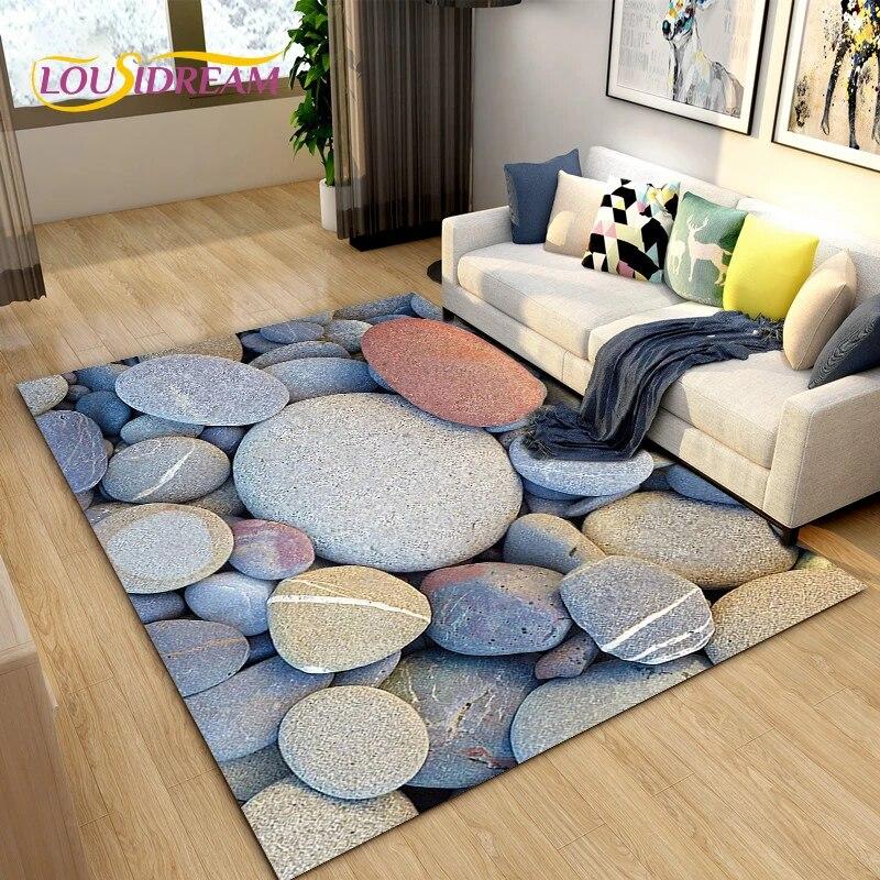 3D Color Cobblestone Stone Area Rug,Carpet Rug for Living Room BedRoom Decoration,Kitchen Doormat Bathroom Anti-slip Floor Mat