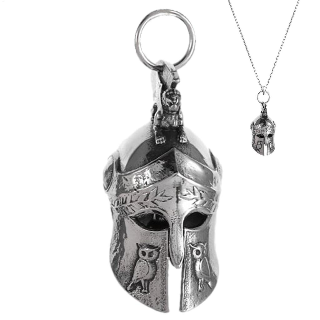 Retro Motorcycle Bell Roman Warrior Helmet Charm Metal Necklace Pendant Good Luck Bells For Scooter Motorcycle Biker Gifts