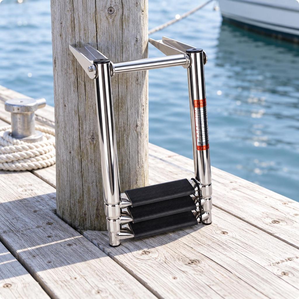 Marine Boarding Ladder Mirror Polished with AntiSlip Steps Saltwater Resistant for