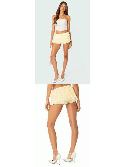 2025 Trendy Gelaagde Kant Rok-Broek - Sexy & Stijlvolle Mini voor een Pittige Look (OK83)