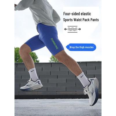 Heren Sneldrogende Compressiebroek met Heuptas voor Hardlopen, Fietsen en Marathons