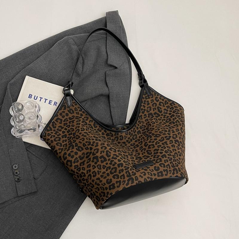 Leopard Print Large Capacity Tote Bag Women Crossbody Bag Commuter Shoulder Bag