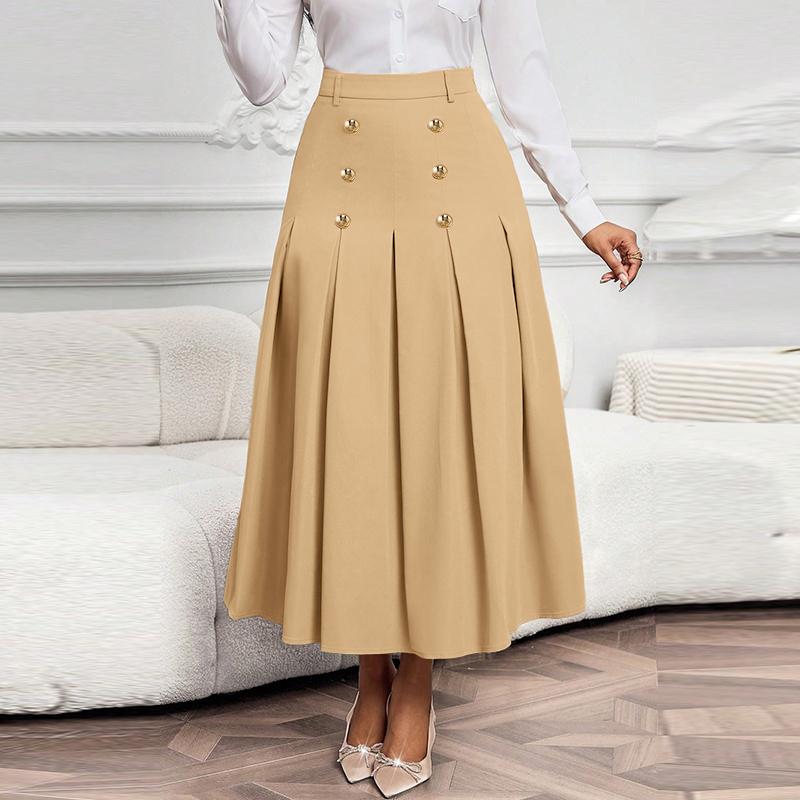

ZANZEA Womens Casual Solid Color Loose A-line Skirts 5XL хакі