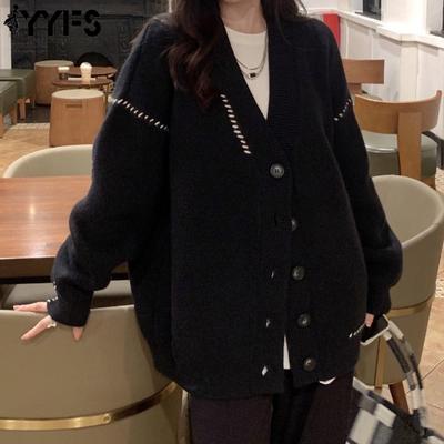 Moda feminina casual outono inverno cor sólida estampa manga comprida gola em v suéteres