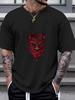 1pc Tribal Mask Graphic T-shirt - Bold White Distressed Print On Black 180g Cotton Crew Neck Short Sleeve
