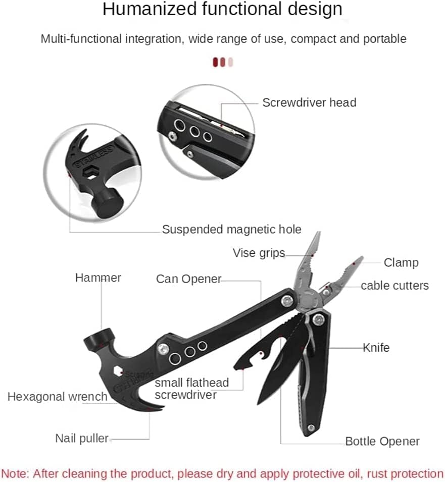 MIFO Multi-function Multi-Tool Car Emergency Escape Hammer, Pliers, Screwdriver, Wire Cutter, Etc. Foldable, Portable, Compact Size, All-Purpose