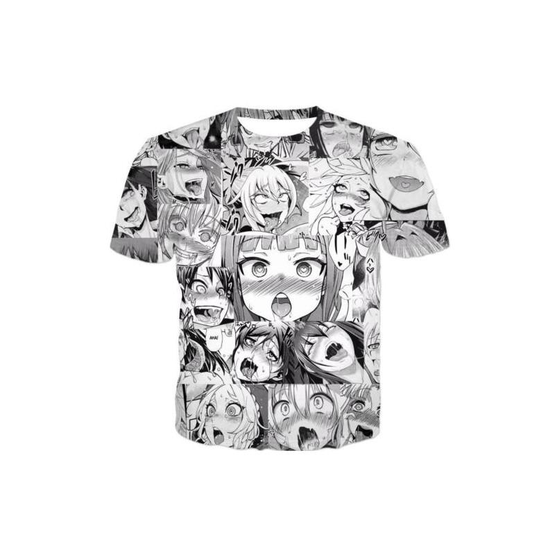 

Ahegao Anime Face Hoodie And Pants Creative 3d Printed Jogger Suit For Men And Women Tee Only,M=US XS