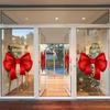 AMJ960 Christmas Red Bow Sticker, Porch Glass Decorative Window Film Wall Sticker Self-adhesive