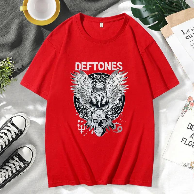 Męski Merch Deftones Chino Moreno Nadruk Diamentowy Damski T-shirt Casualowe Podstawy Okrągły Dekolt Czarny Krótki Rękaw