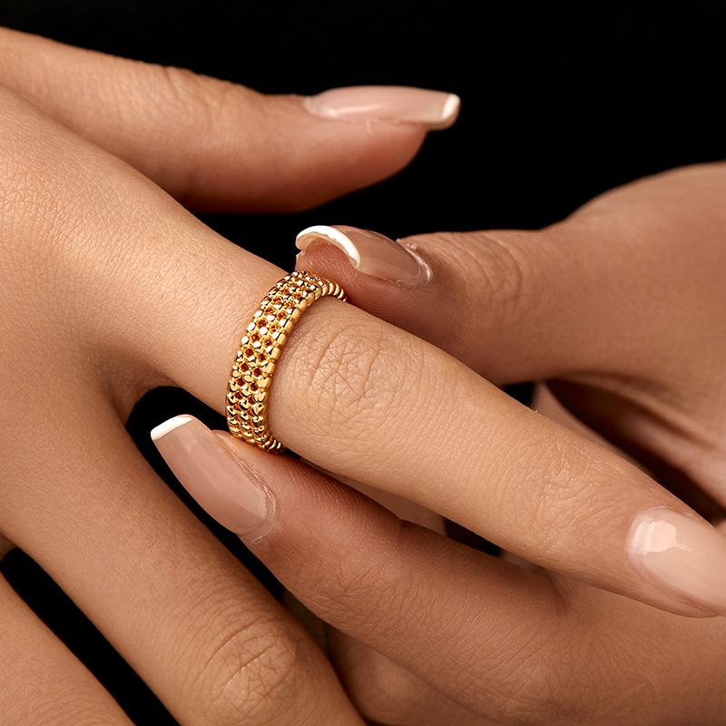 18K Gold Plated Heavy Metal Unisex Ring with High Texture - Eco-Friendly European & American Style