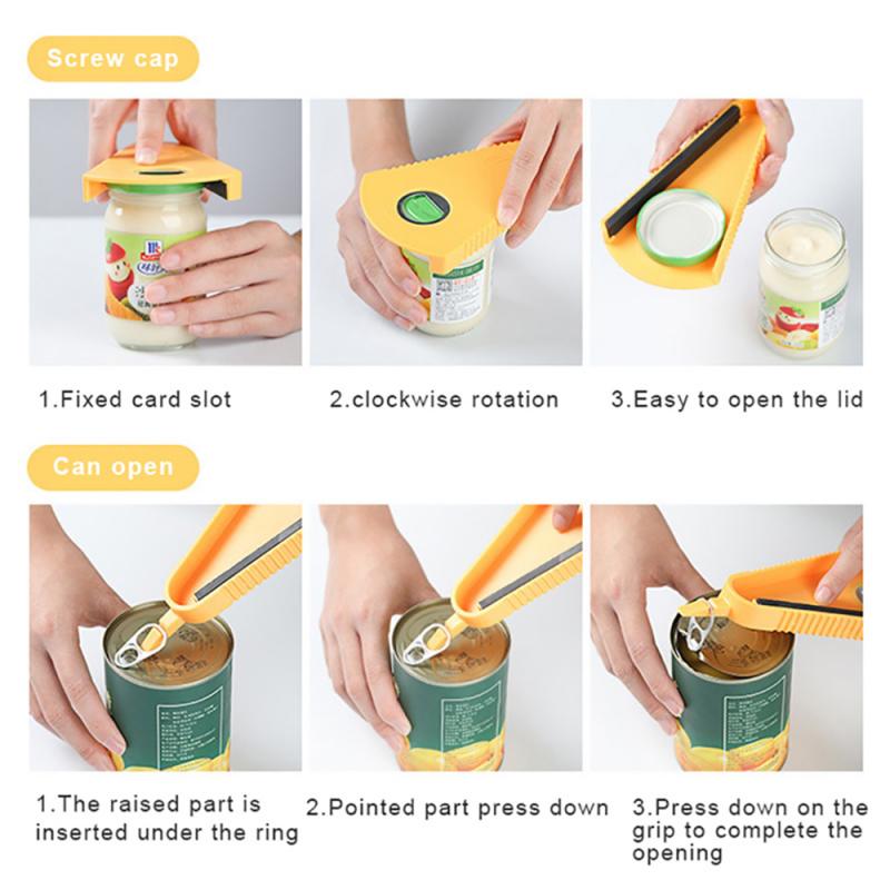 Portable Can Opener Multifunction Jar Opener Twist Off Lid Quick Opening Bottle Opener Kitchen Gadget Bar Tool