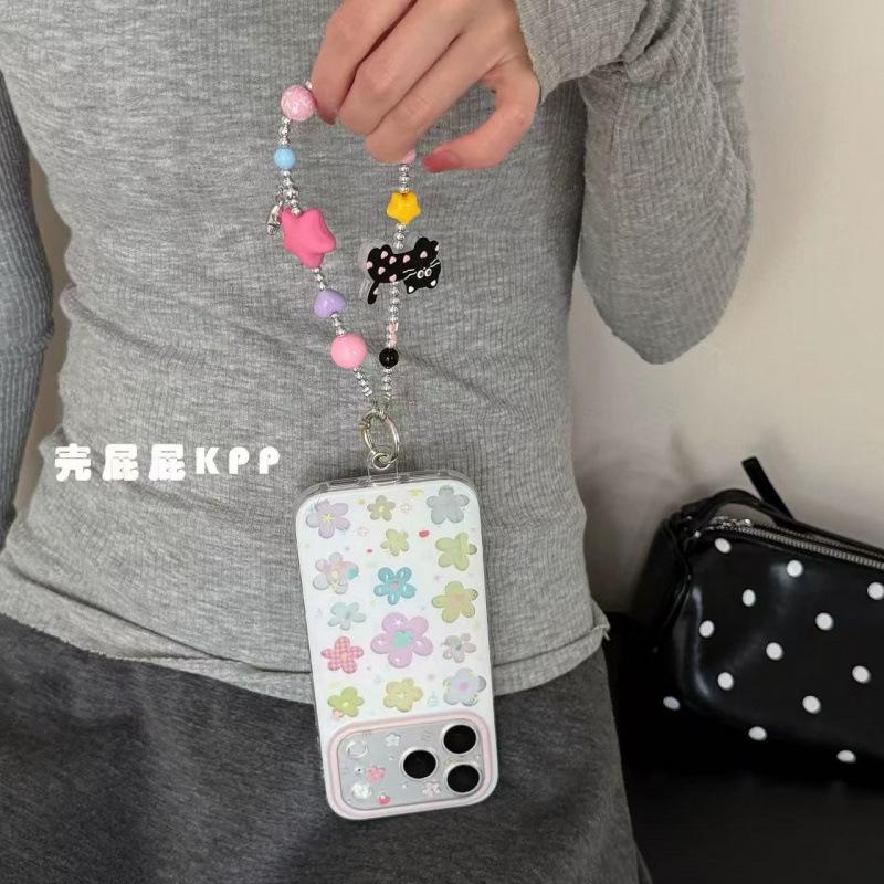 ins full screen pink flower girl chain for iPhone17promax Apple 16 mobile phone case 15 women
