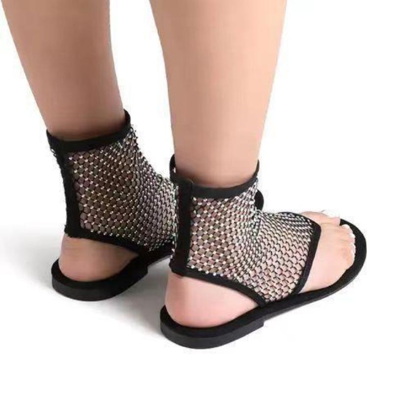 Summer Plus Women's Flat Sandals Breathable Mesh Toe Sandals