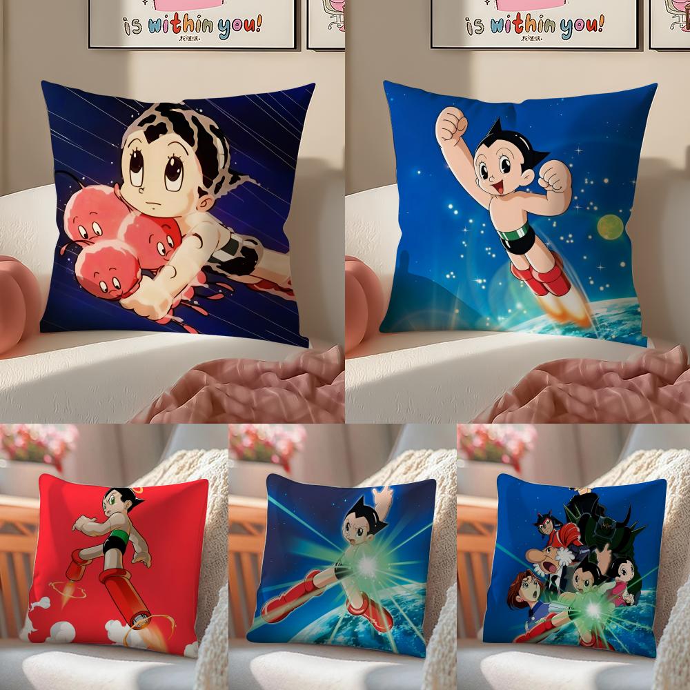 Classic Japanese Anime AAstroboy Cushion Cover Pillowcase Short Plush Invisible Zipper Room Sofa Cushion Cover