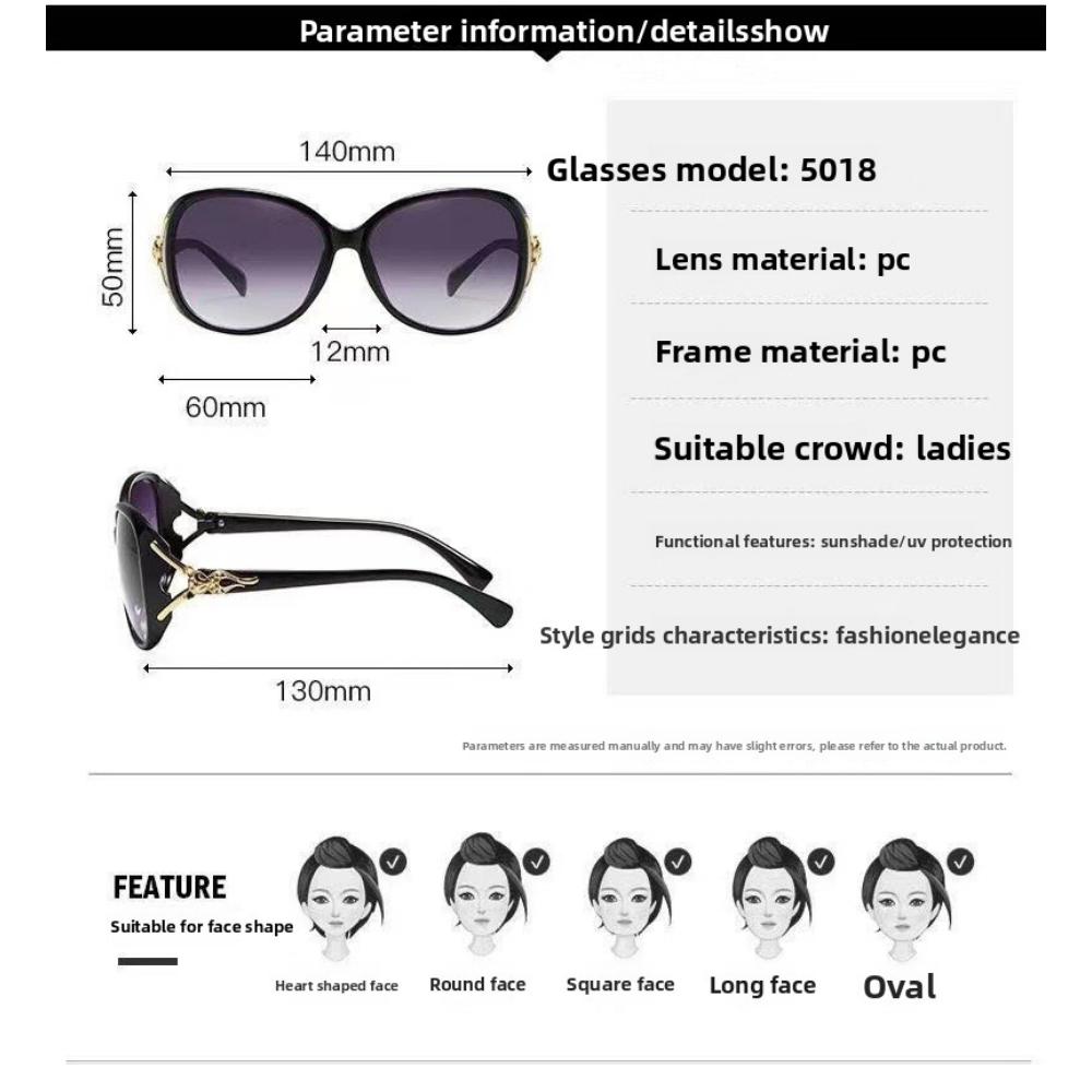 Fashion sunglasses female fox head large frame sunglasses classic trend sunglasses big face glasses thin advanced sense