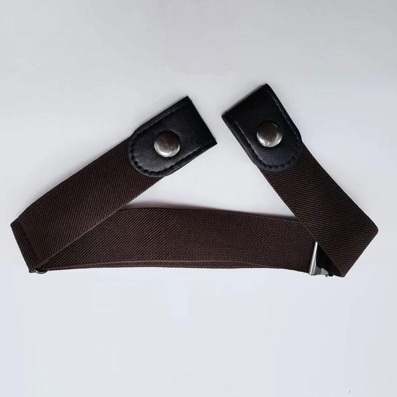 

Buckle-Free Belt for Jean Pants Elastic Invisible for Belt Men Women Fashion No Buckle Stretch Elastic Waist Belt 60-69cm коричневий