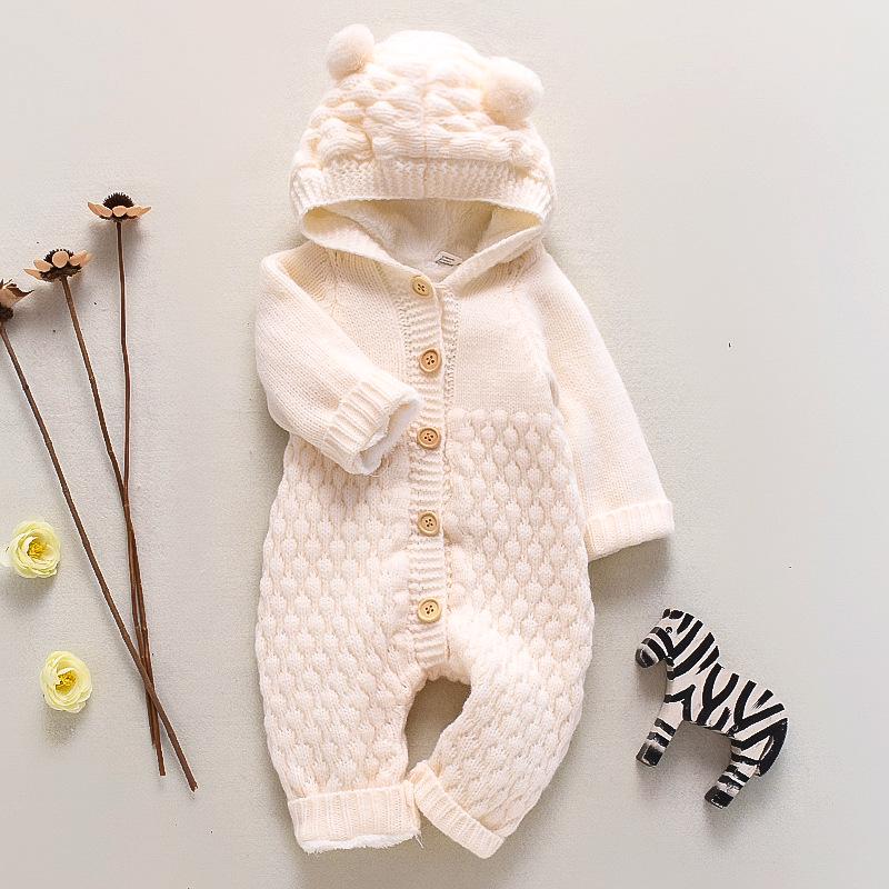 Newborn Knitted Wool Romper - Cute & Warm Baby Sweater for Boys & Girls (Autumn/Spring)