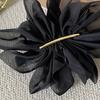 Hairpin Handmade Chiffon Flower 3D Petals Hair Clip with Polished Metal Spring Clip Back Head Bun Hair Accessories
