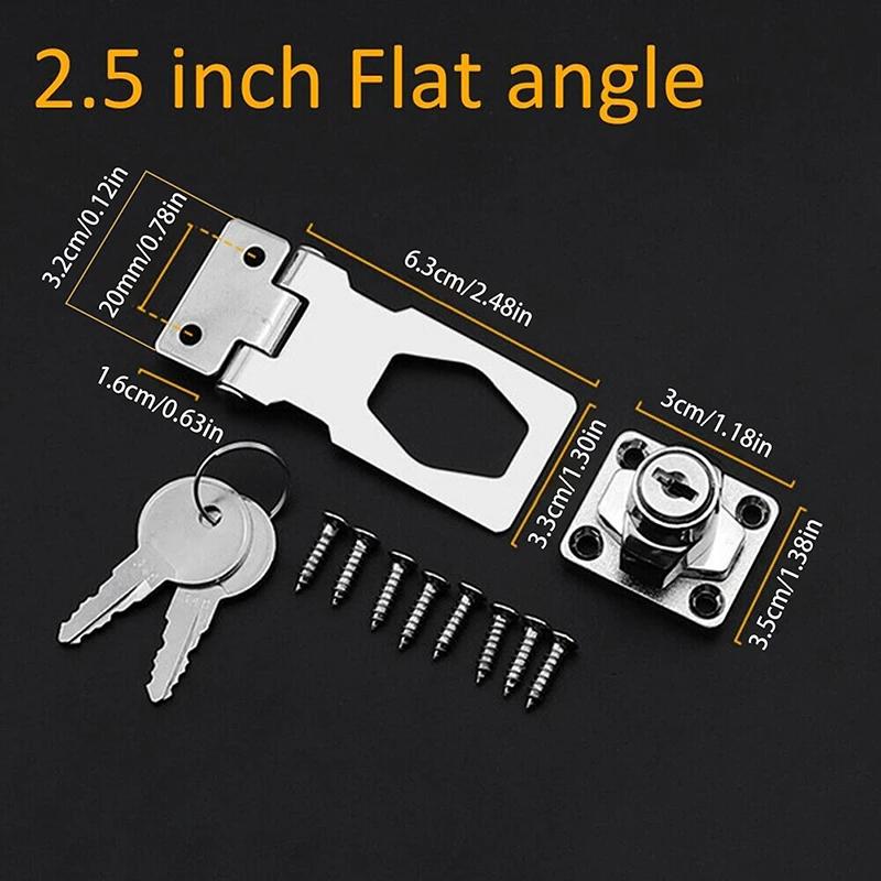 

Heavy Duty Locking Hasp Staple with Keys for Cabinet Shed Garage Mailbox Security Furniture Lock Durable Padlock Hardware