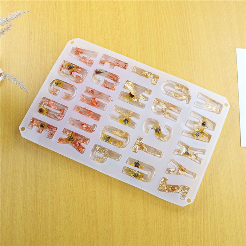 DIY 26 Big Size English Letters Mold Kit Alphabet Pendant UV Resin Silicone Mold Jewelry Making Tools Nail Art Crafts