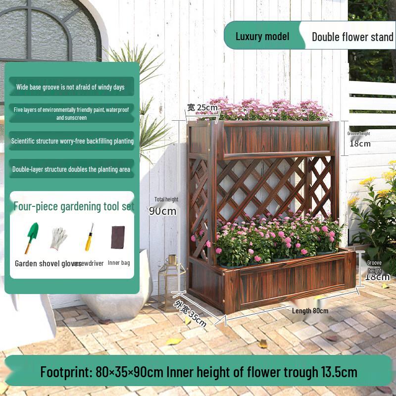 Nuoshuer Outdoor Solid Wood Planter Box with Partition