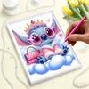 Sweet Cool Pearl-Inlaid Stitch Frameless Art | Cloudy Dreamy Bg, Handmade 2D Pearl Craft, Shows Pink Outfit, Ideal for Y2K, Girly, Creamy Home Decor