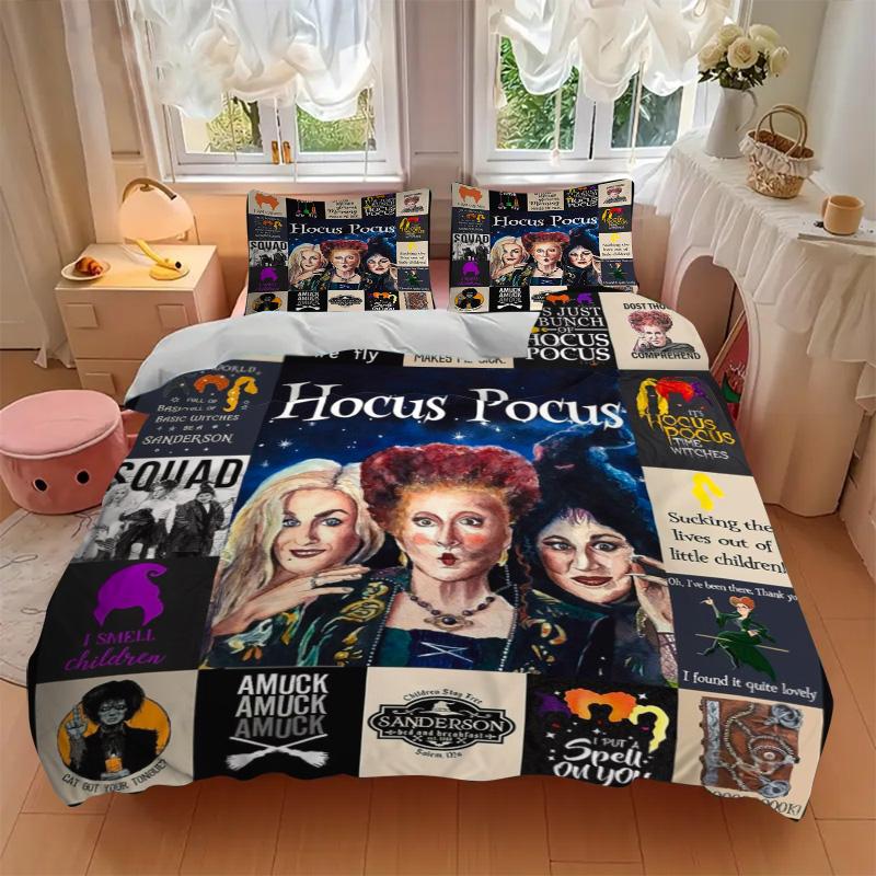 Hocus Pocus Spell Collage Print 3Pcs Bedding Setduvet Cover With 2 Bedropillowcase Home Birthday Gift
