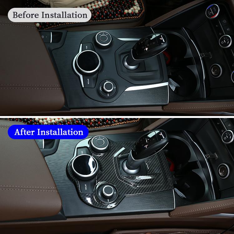 Für Alfa Romeo Giulia Stelvio 2017-2020 Mittelkonsolen-Schalthebel-Panel-Rahmen Dekorative Abdeckung Echte Kohlefaser Autozubehör