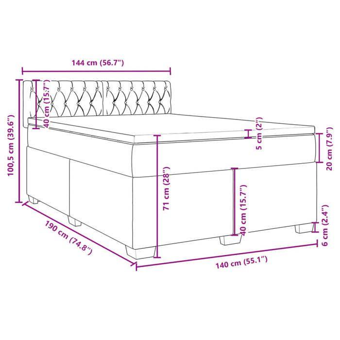 VidaXL Sommier à lattes de lit avec matelas Noir 140x190 cm Velours, lit, lit à plate-forme, lit à panneaux, meuble de 3288614