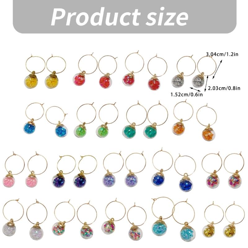 10Pcs Wine Glass Charm with Rings Drink Markers Label for for Drink Wine Cocktail Champagnes Tasting Party Decoration
