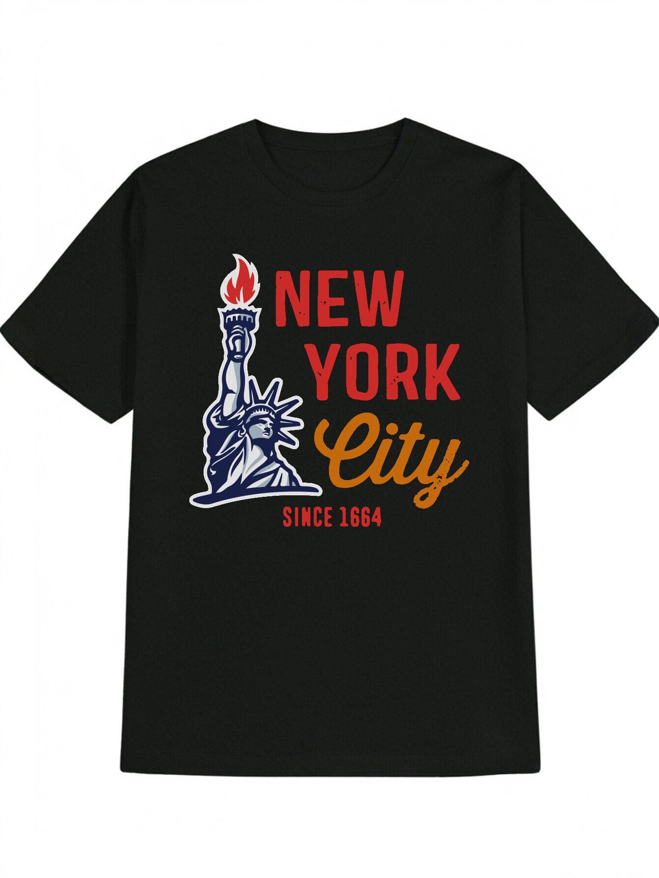 

Casual Short Sleeve T-shirt - New York City Statue of Liberty Torch Print XXXL