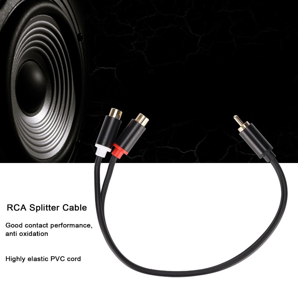 2PCS Plug and Play 1 Male to 2 Female 0.3m/11.8in for RCA Y Adapter Cable  Audio Video