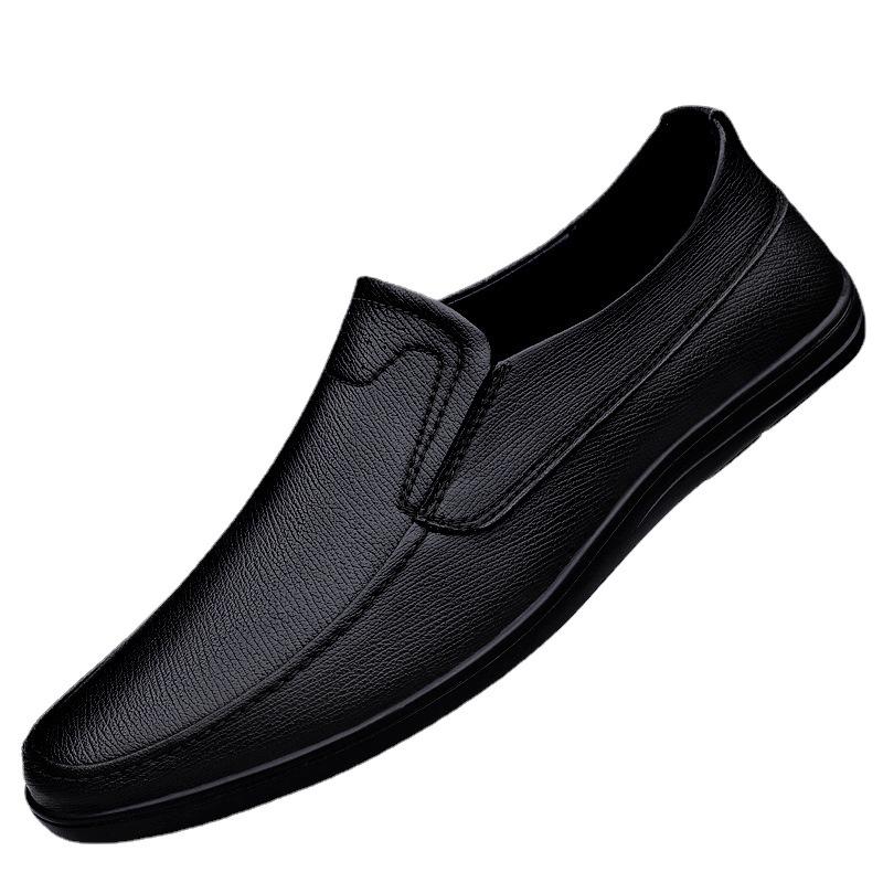 Leather shoes men's hollowed-out breathable casual men's shoes soft-soled soft leather beanie shoes men's one-pedal loafers men's shoes
