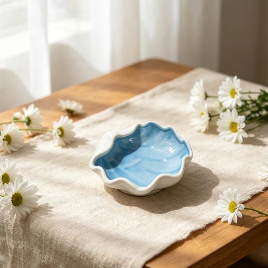 Shell Jewelry Tray, Ceramic Compact Storage Dish, Durable Scratch-Resistant Organizer, for Rings Earrings Necklaces Bracelets Watches