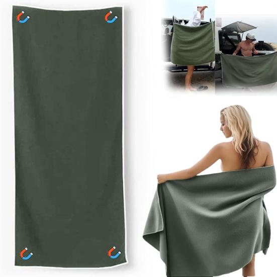 Magnetic Bath Towel Portable Absorbent Beach Towel Swimming Wrap Towel with Magnet for Bath Yoga Camping Swimming Pool