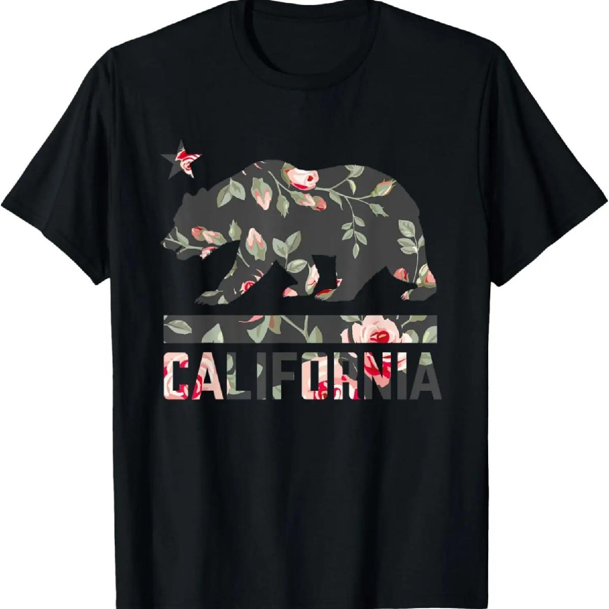 

California Bear State Flag Floral Rose T-Shirt XXXXXL різнокольоровий