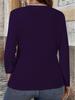 2025 Autumn Plus Size V-Neck Button Waffle Knit Women's T-Shirt