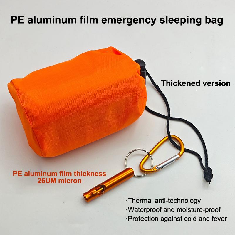 Outdoor-Notfall-Überlebens-Schlafsack, Thermodecke, Mylar, wasserdicht, wiederverwendbar, tragbar, für Camping, Wandern, Notfallausrüstung
